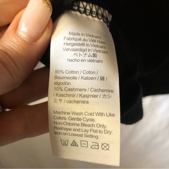 J Crew cotton cashmere blend Black long sleeve crew neck tee super soft M - Picture 5 of 6